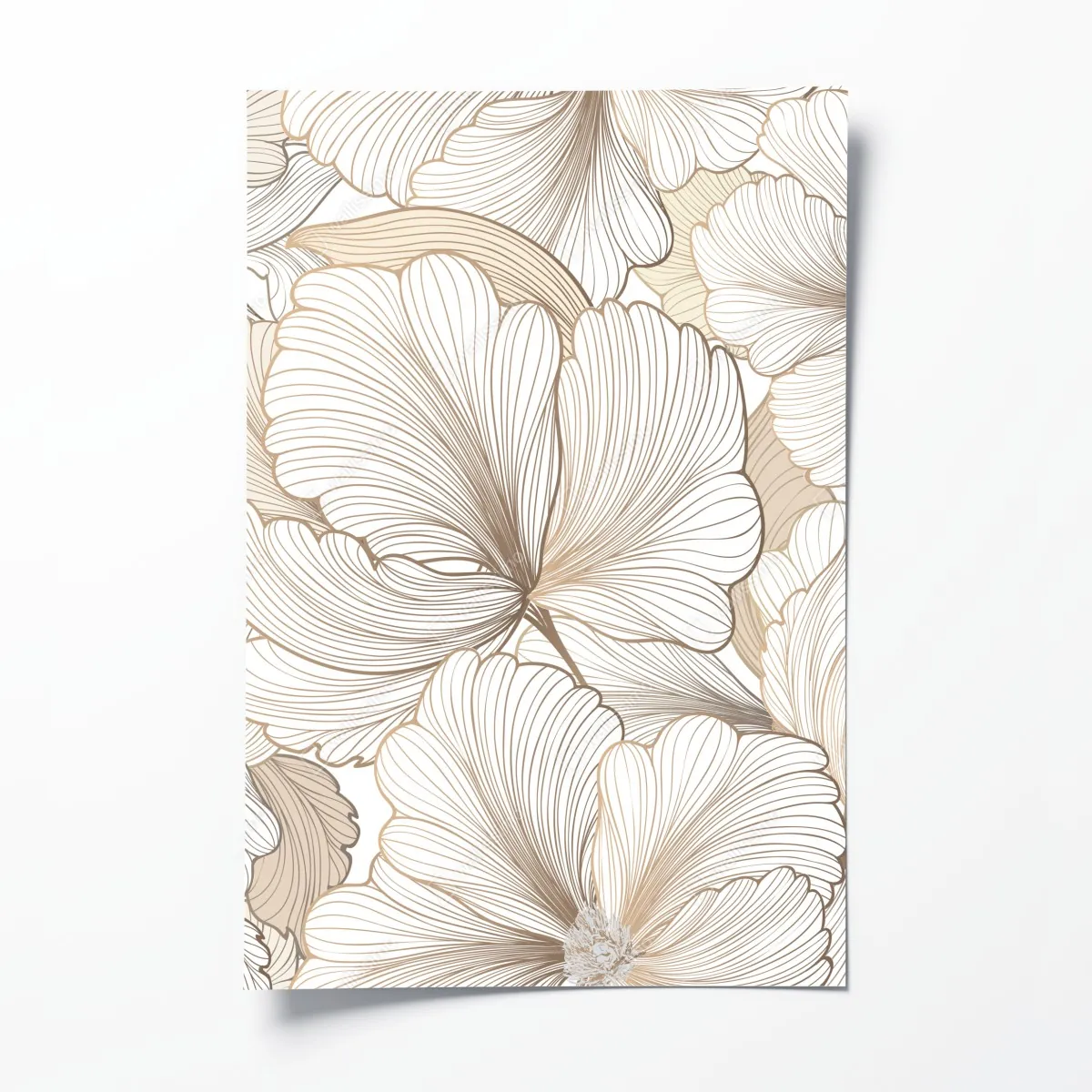 Poster zarte beige blumenillustration – Wallnifity®