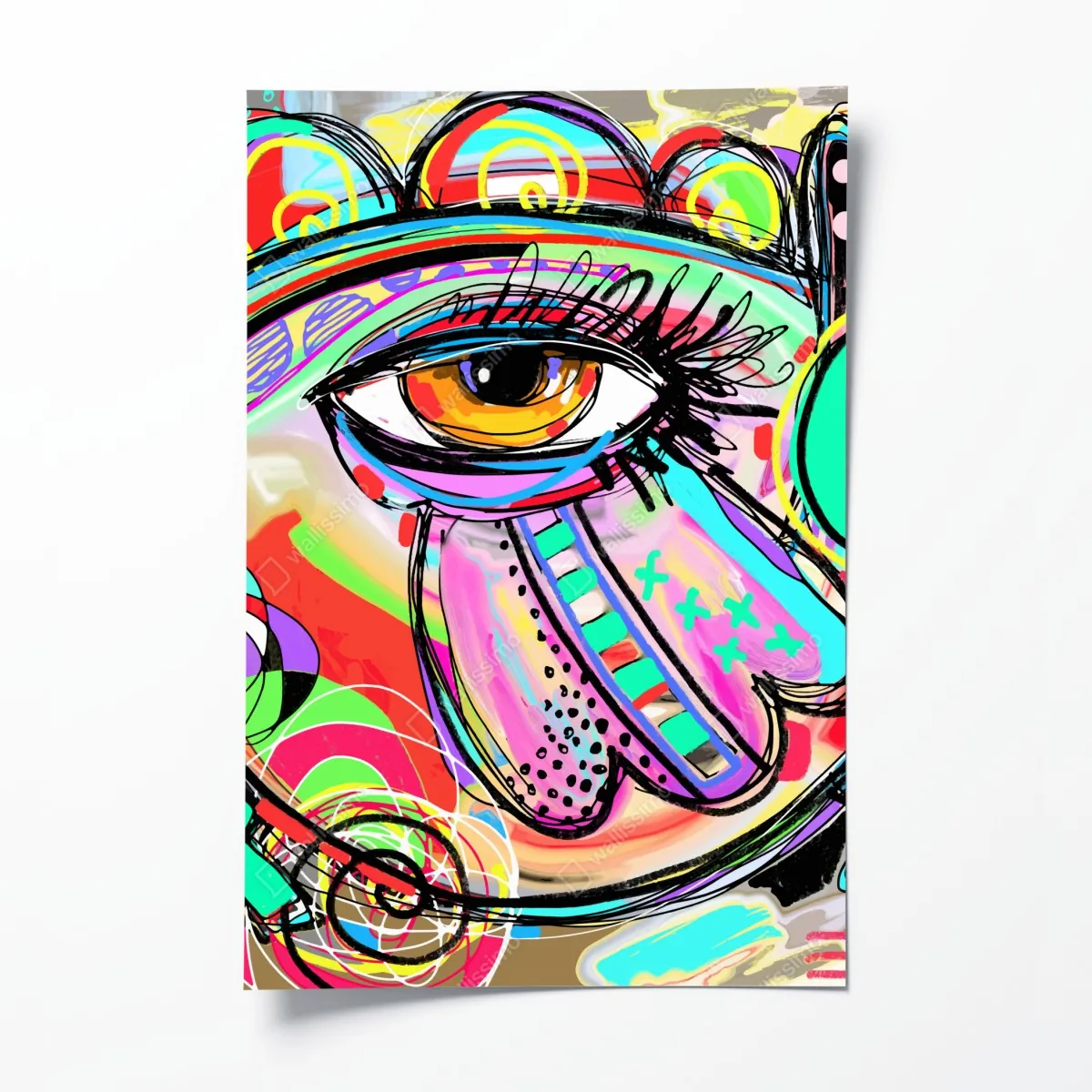 Poster lebhaftes abstraktes auge im pop-art stil – Wallnifity®