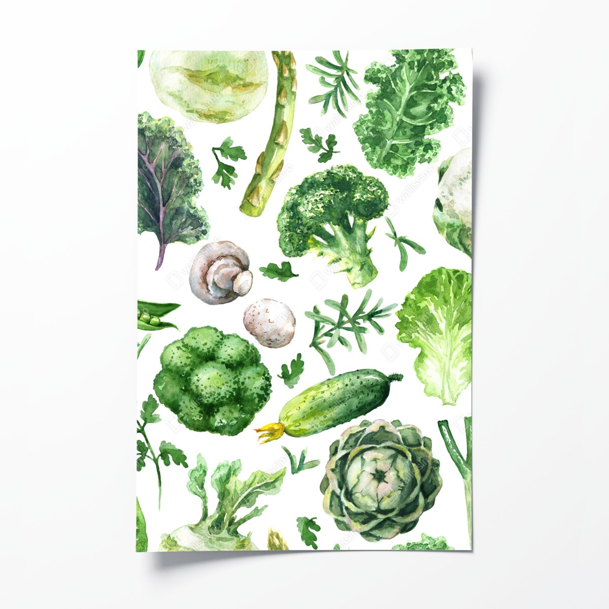 Poster aquarellmuster grünes gemüse – Wallnifity®