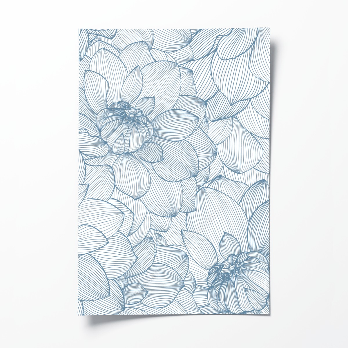 Poster zartes blaues blumenlinienmuster – Wallnifity®