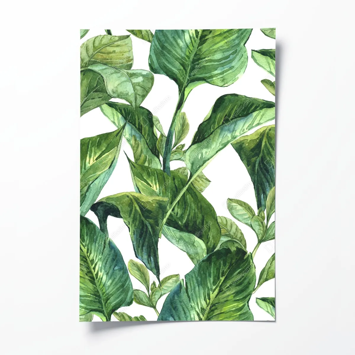 Poster üppiges aquarellmuster tropischer blätter – Wallnifity®