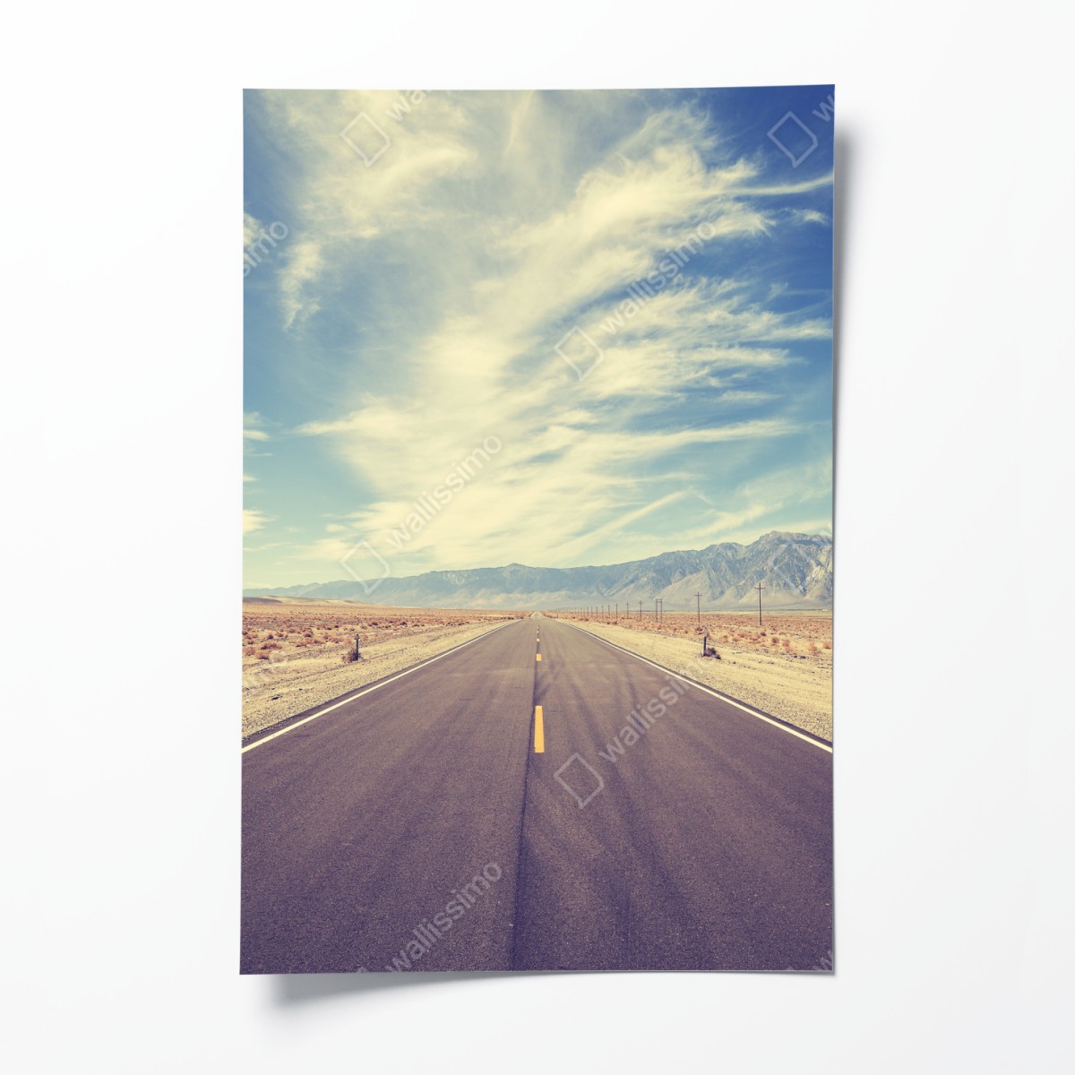 Poster vintage landstraße unter weitem himmel – Wallnifity®