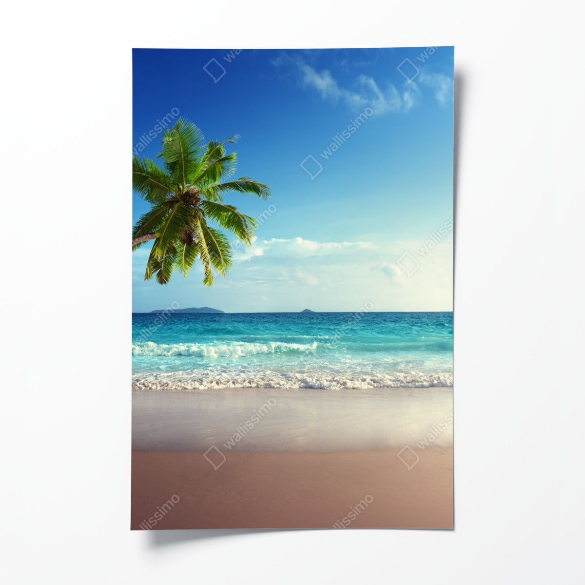 Poster tropischer Karibikstrand bei sonnenuntergang – Wallnifity®