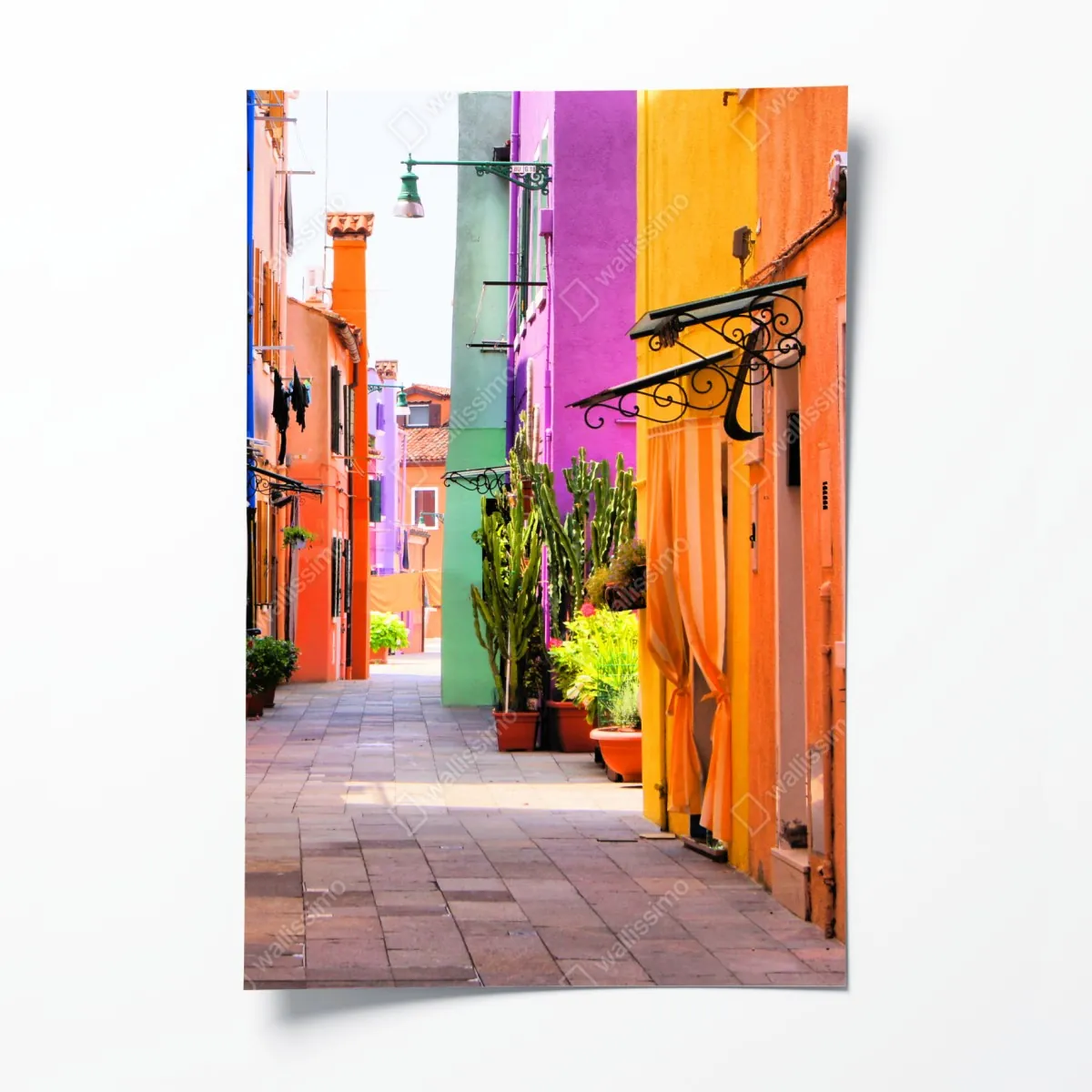 Poster bunte mediterrane gasse – Wallnifity®