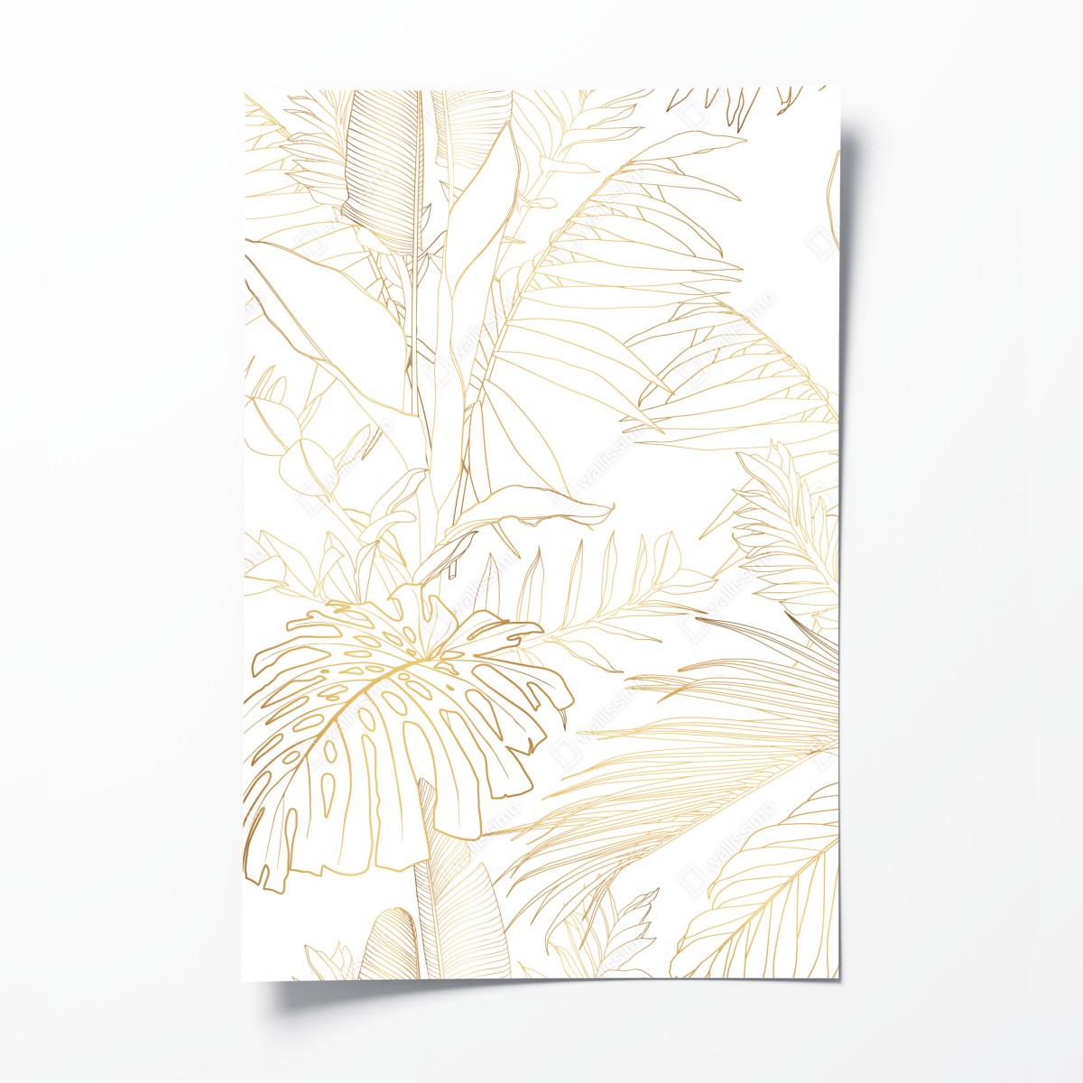 Poster goldene tropische blätter line art – Wallnifity®