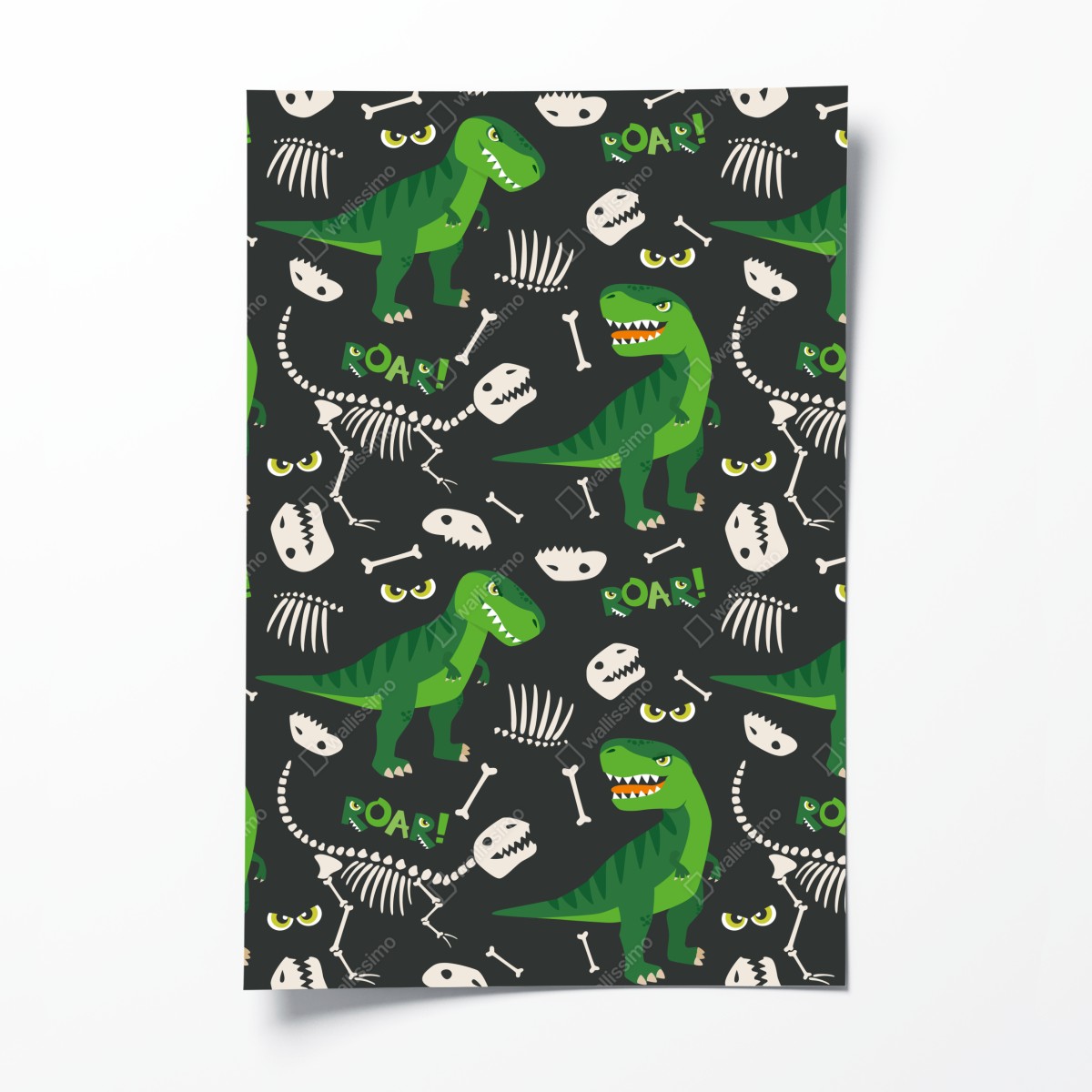 Poster verspieltes grünes t-rex muster – Wallnifity®