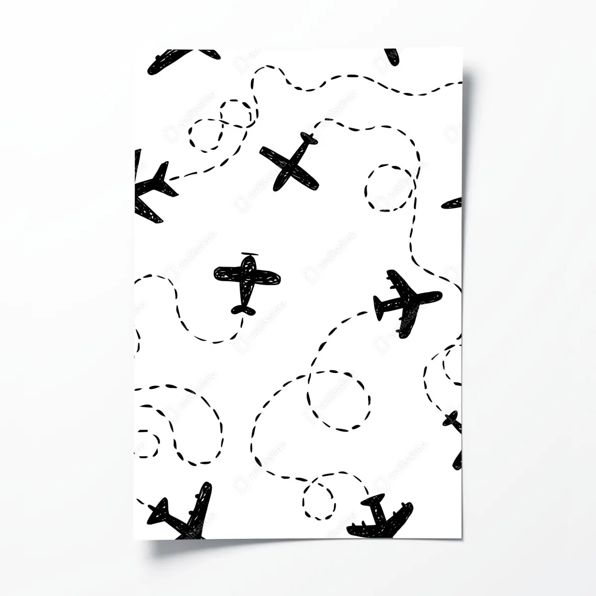 Poster handgezeichnetes flugzeugmuster – Wallnifity®