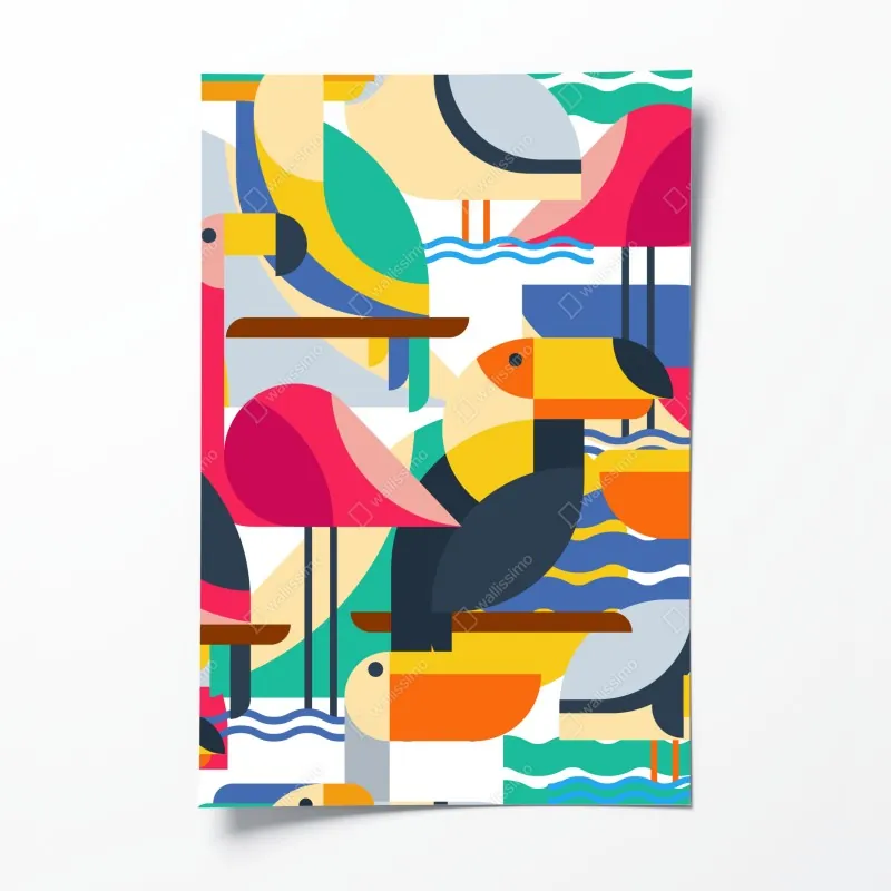 Poster türkisfarbener wasserfall im üppigen wald – Wallnifity®