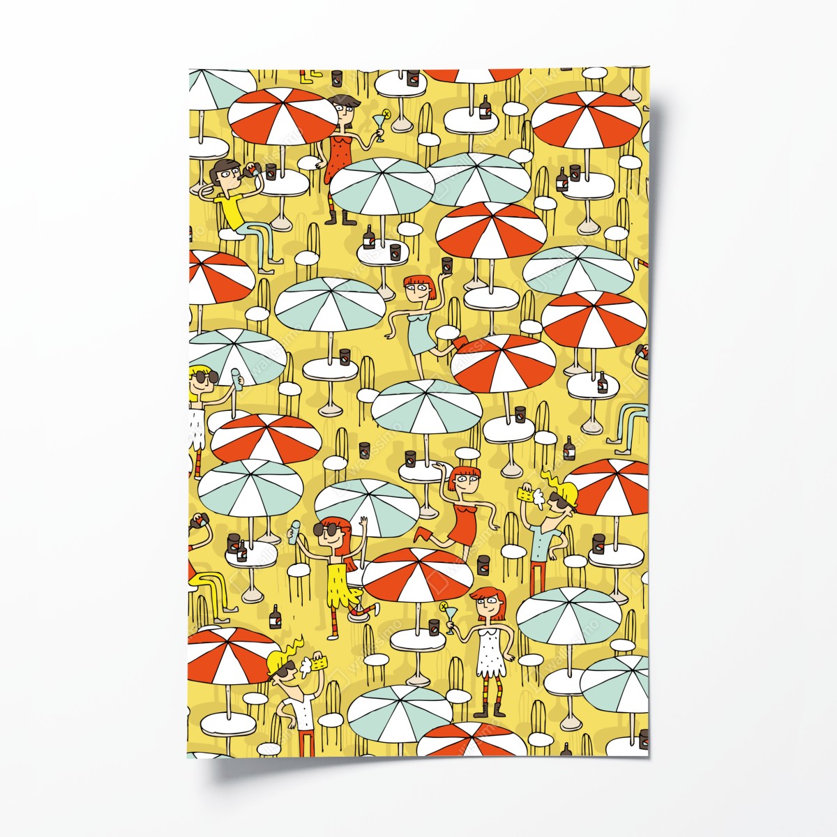 Poster sonniges strandmuster mit schirmen – Wallnifity®