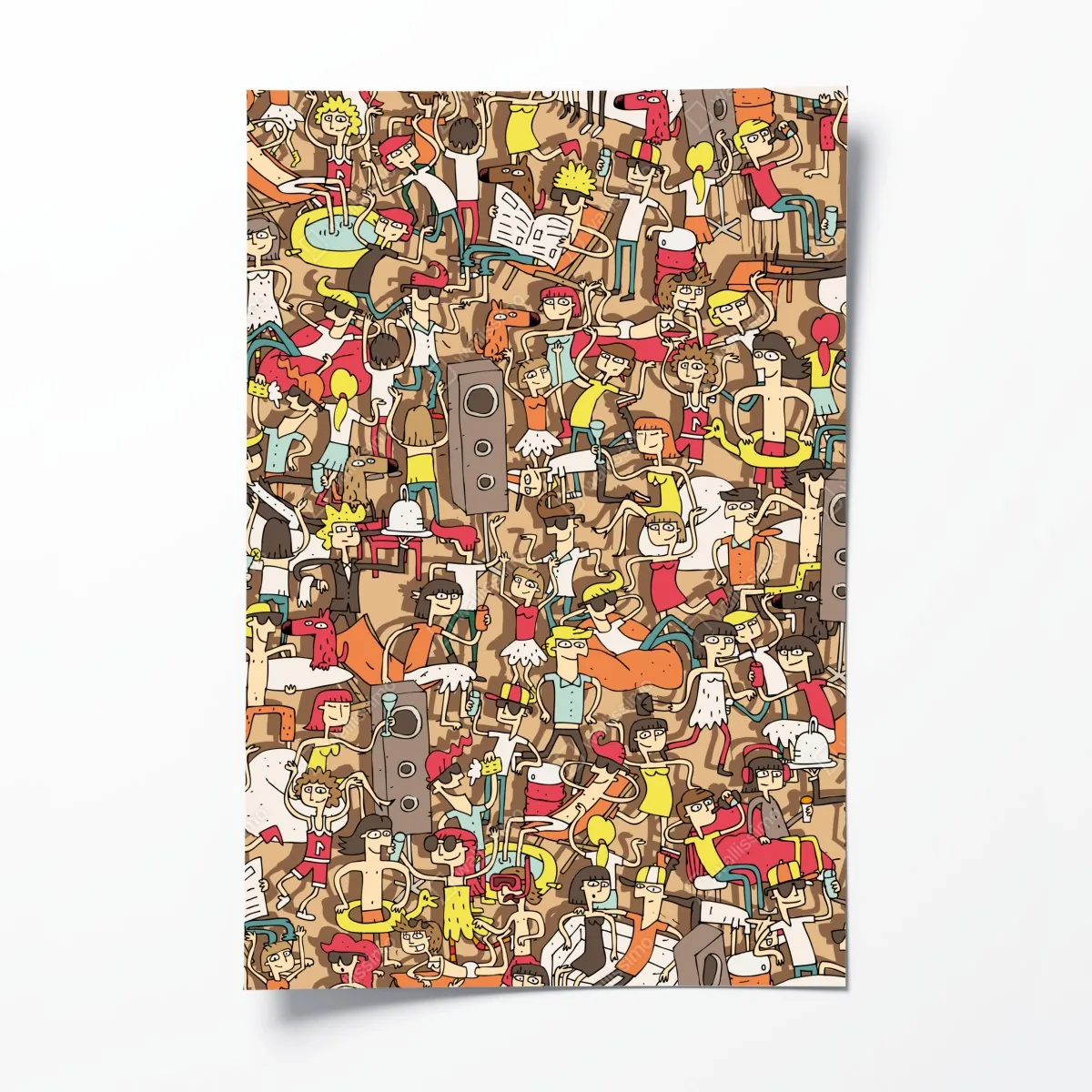 Poster verspieltes party-muster mit menschen – Wallnifity®
