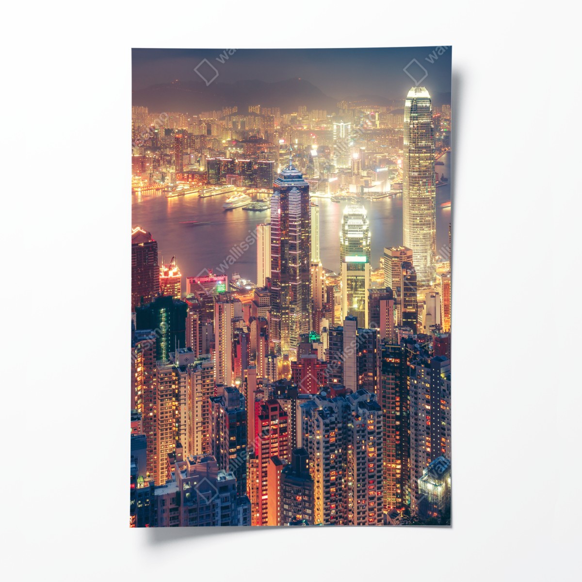 Poster Hongkong skyline bei nacht vom Victoria Peak – Wallnifity®