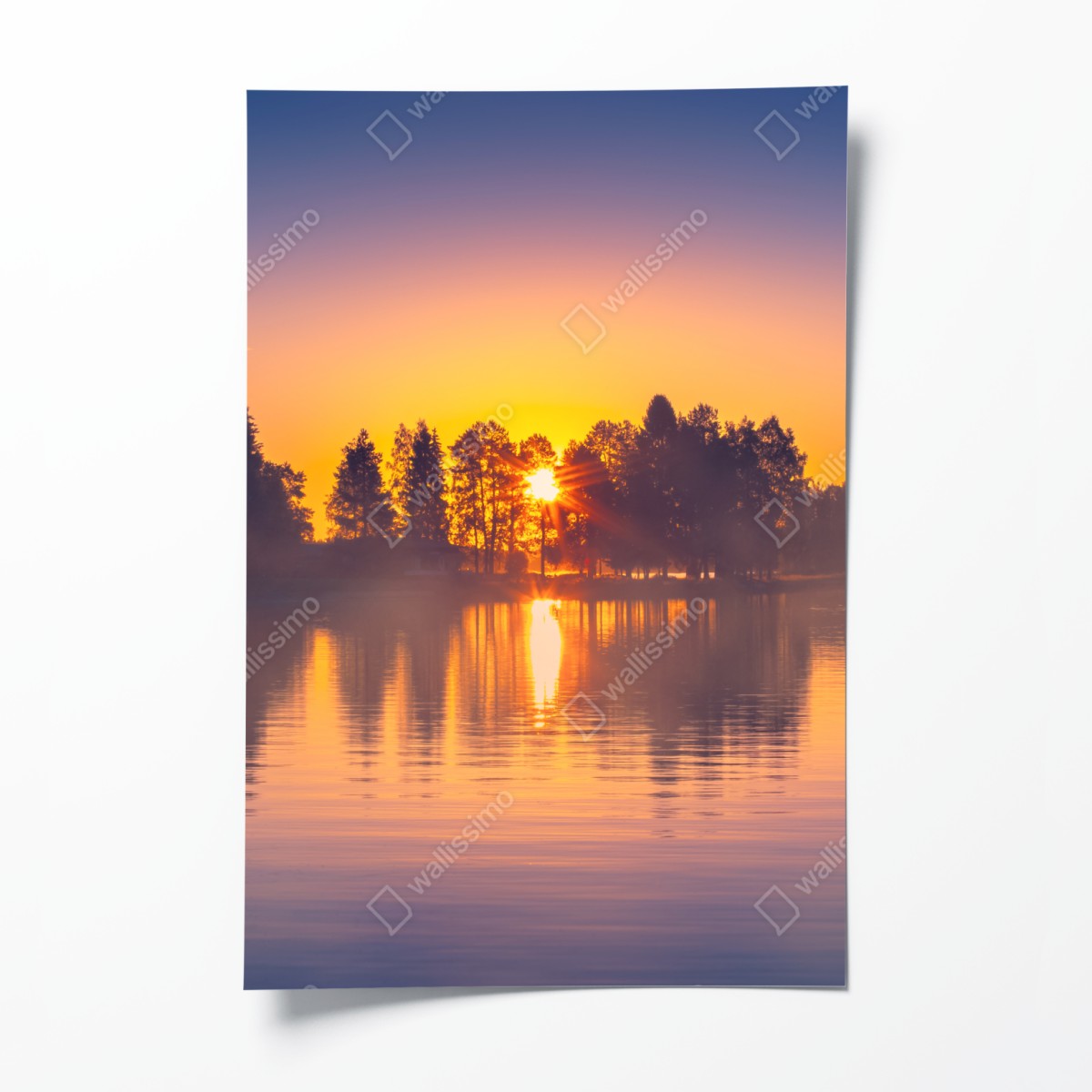 Poster nebliger sonnuntergang am see – Wallnifity®