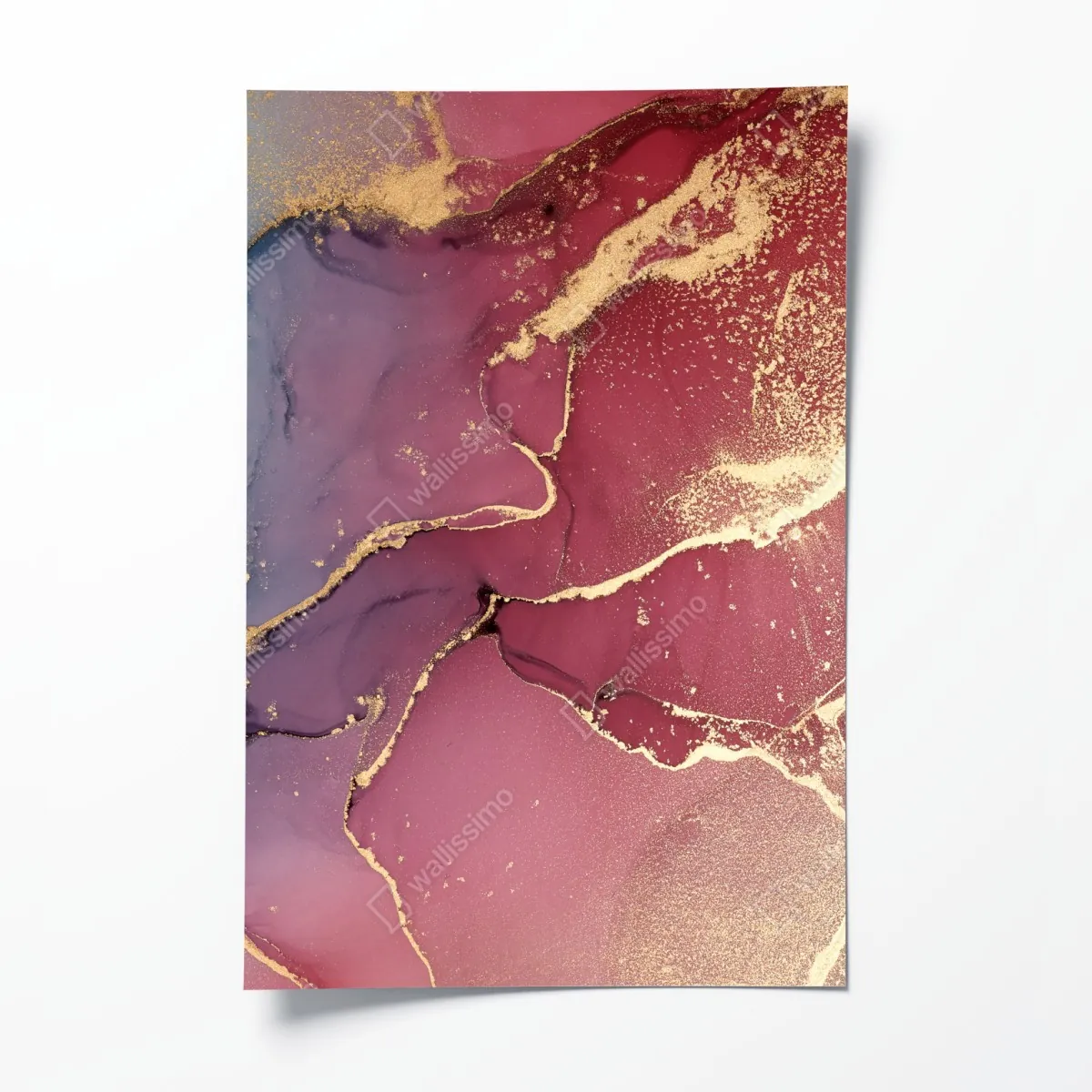 Poster abstraktes marmoriertes bild in türkis und lila mit gold – Wallnifity®