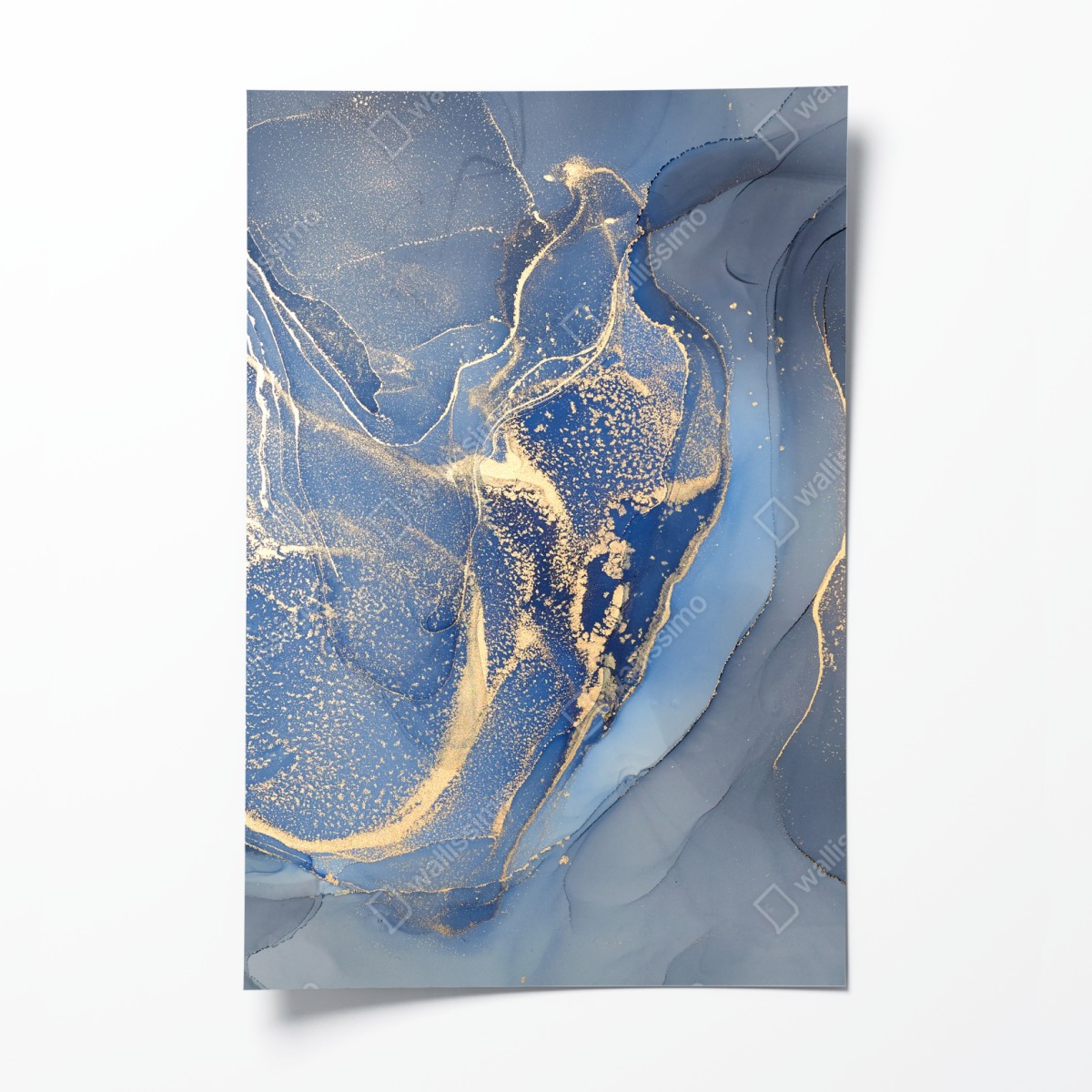 Poster ozeanblauer marmor mit goldenen adern – Wallnifity®