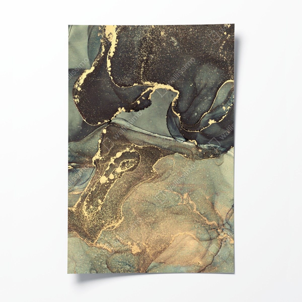 Poster türkis und gold fließende abstraktion – Wallnifity®