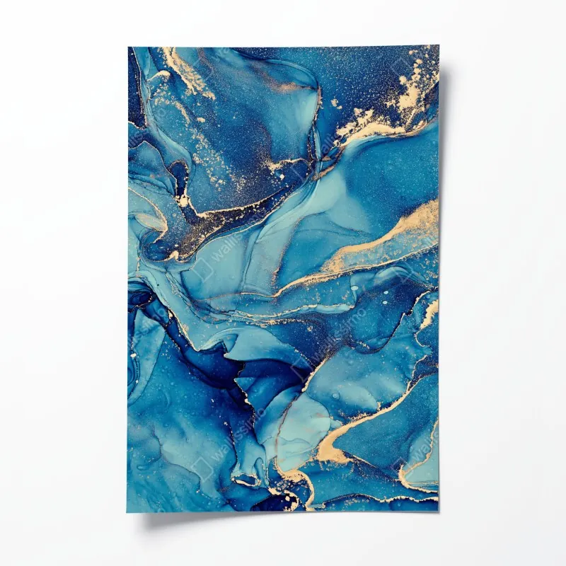 Poster elegantes goldenes geometrisches blattmuster – Wallnifity®