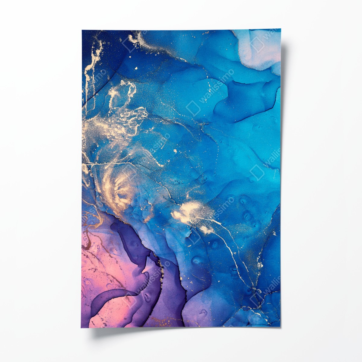 Poster blaue marmorierte alkoholtinten abstraktion – Wallnifity®