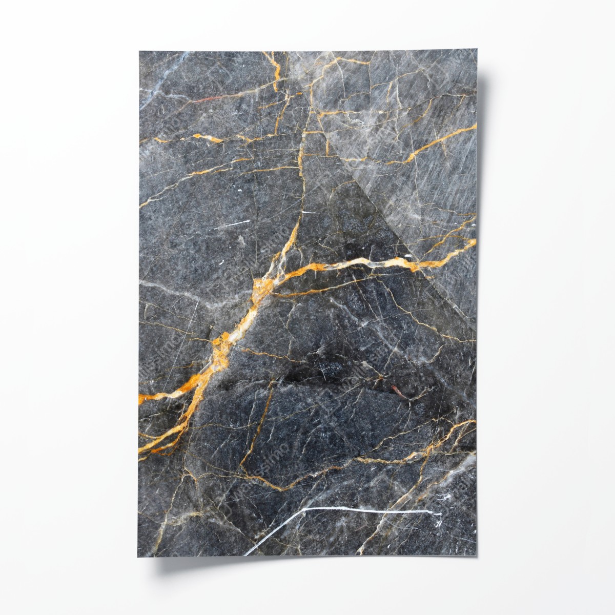 Poster dunkelgrauer marmor mit goldenen adern – Wallnifity®