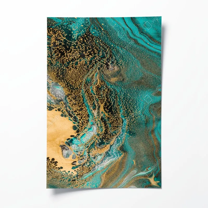 Poster herbstlicher waldpfad mit goldenen blättern – Wallnifity®