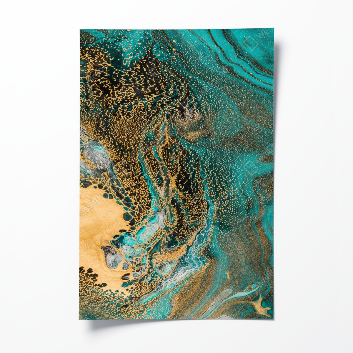 Poster türkis und gold fließende abstraktion – Wallnifity®