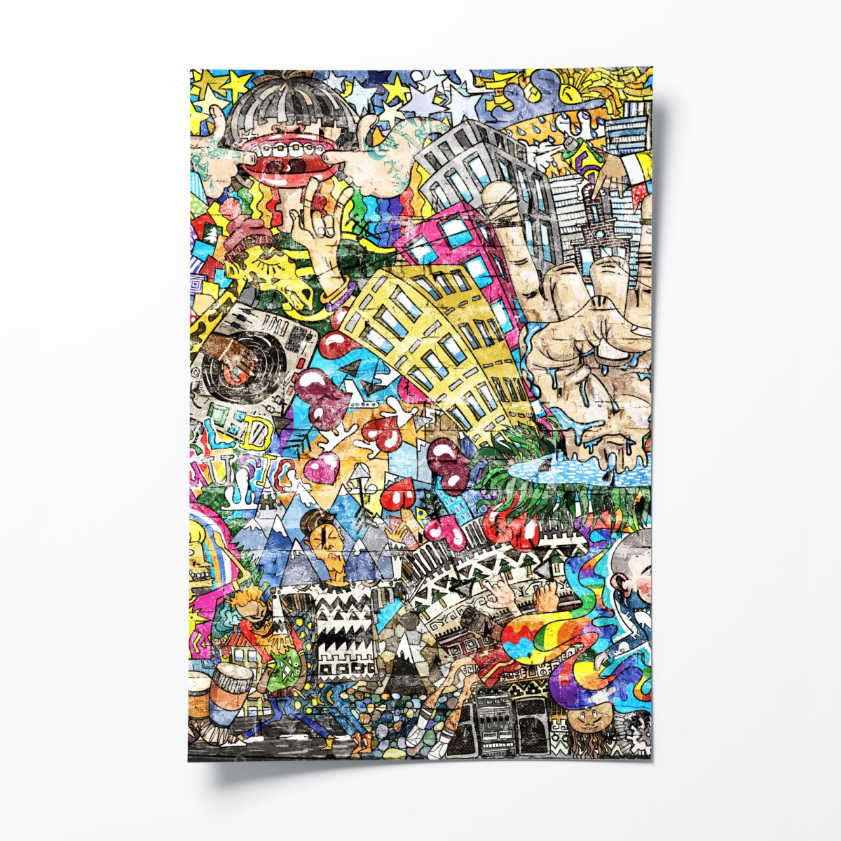 Poster farbenfrohes urbanes musikmural – Wallnifity®