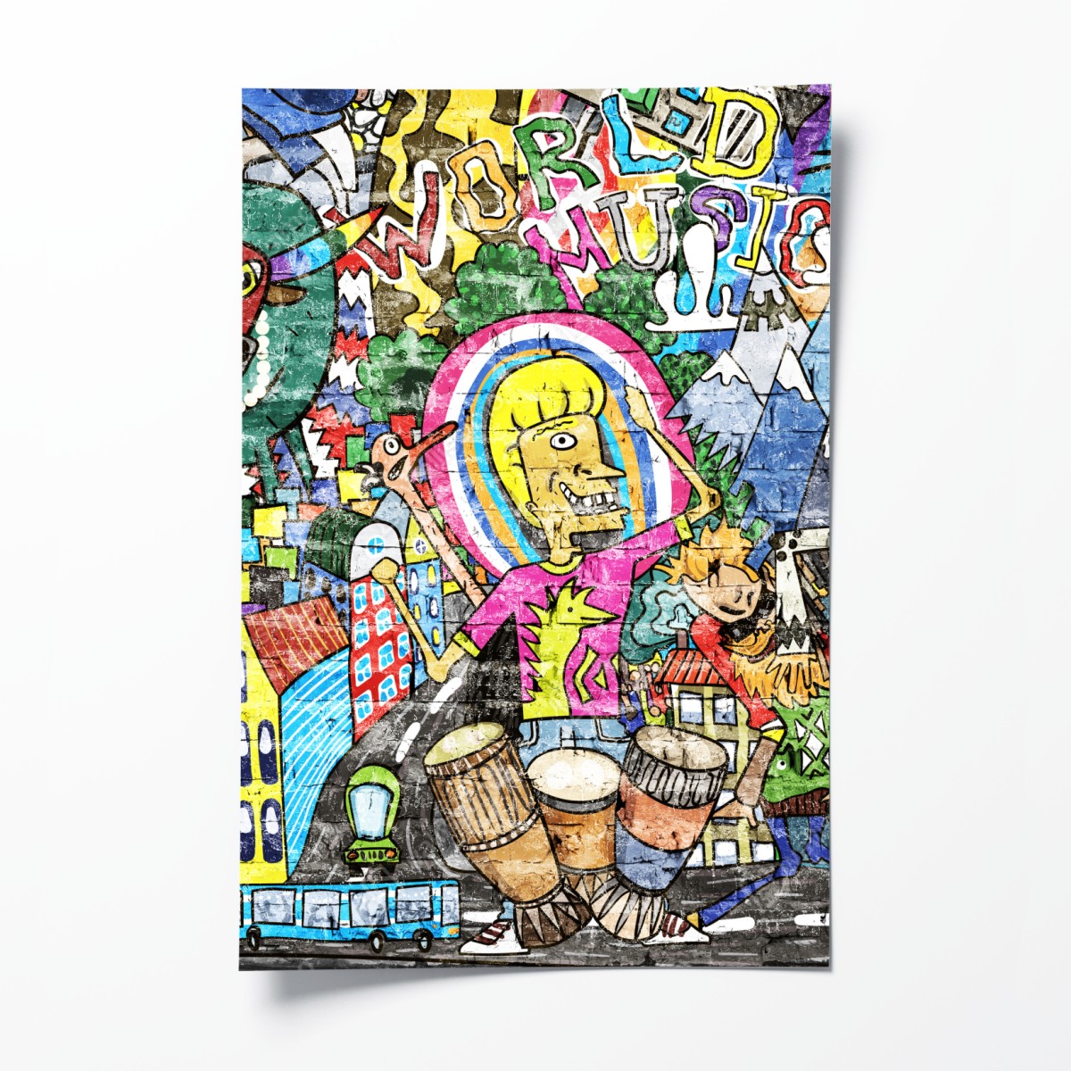 Poster farbenfrohes graffiti-wandbild – Wallnifity®