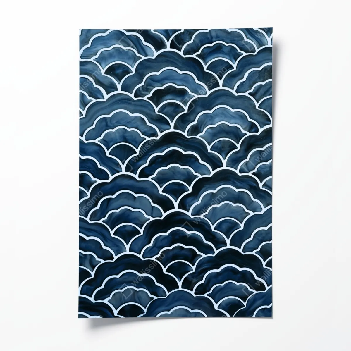 Poster japanisches blaues seigaiha-wellenmuster – Wallnifity®