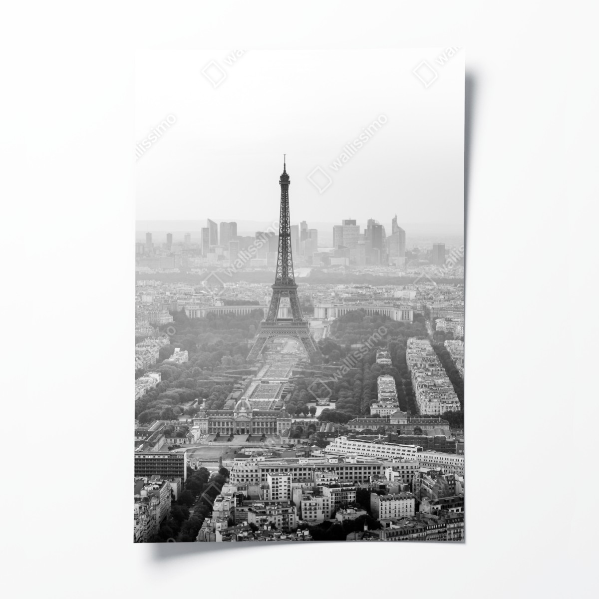 Poster elegante Eiffelturm luftaufnahme in graustufen – Wallnifity®