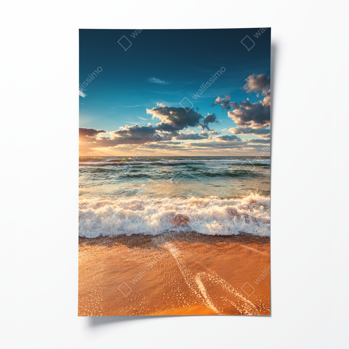 Poster goldener sonnenaufgang über der meeresküste – Wallnifity®