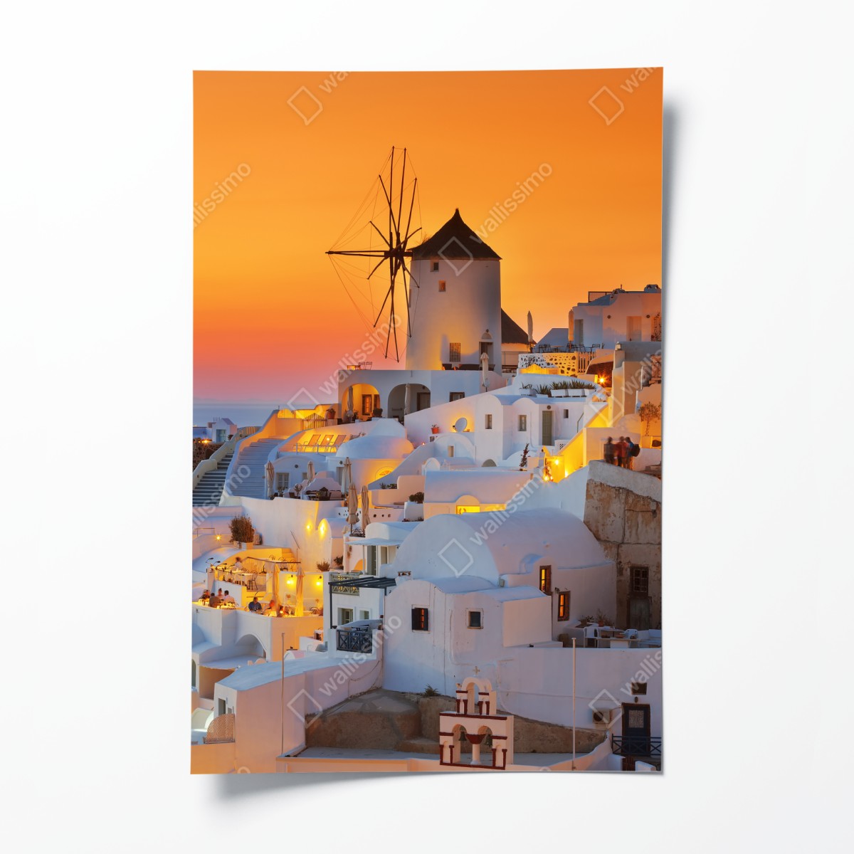Poster goldener sonnenuntergang über Oia, Santorini – Wallnifity®