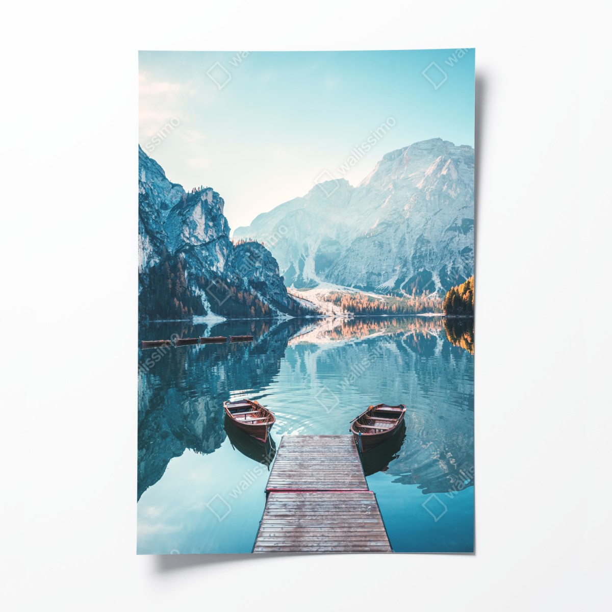 Poster ruhiger morgen am Pragser Wildsee, Dolomiten – Wallnifity®