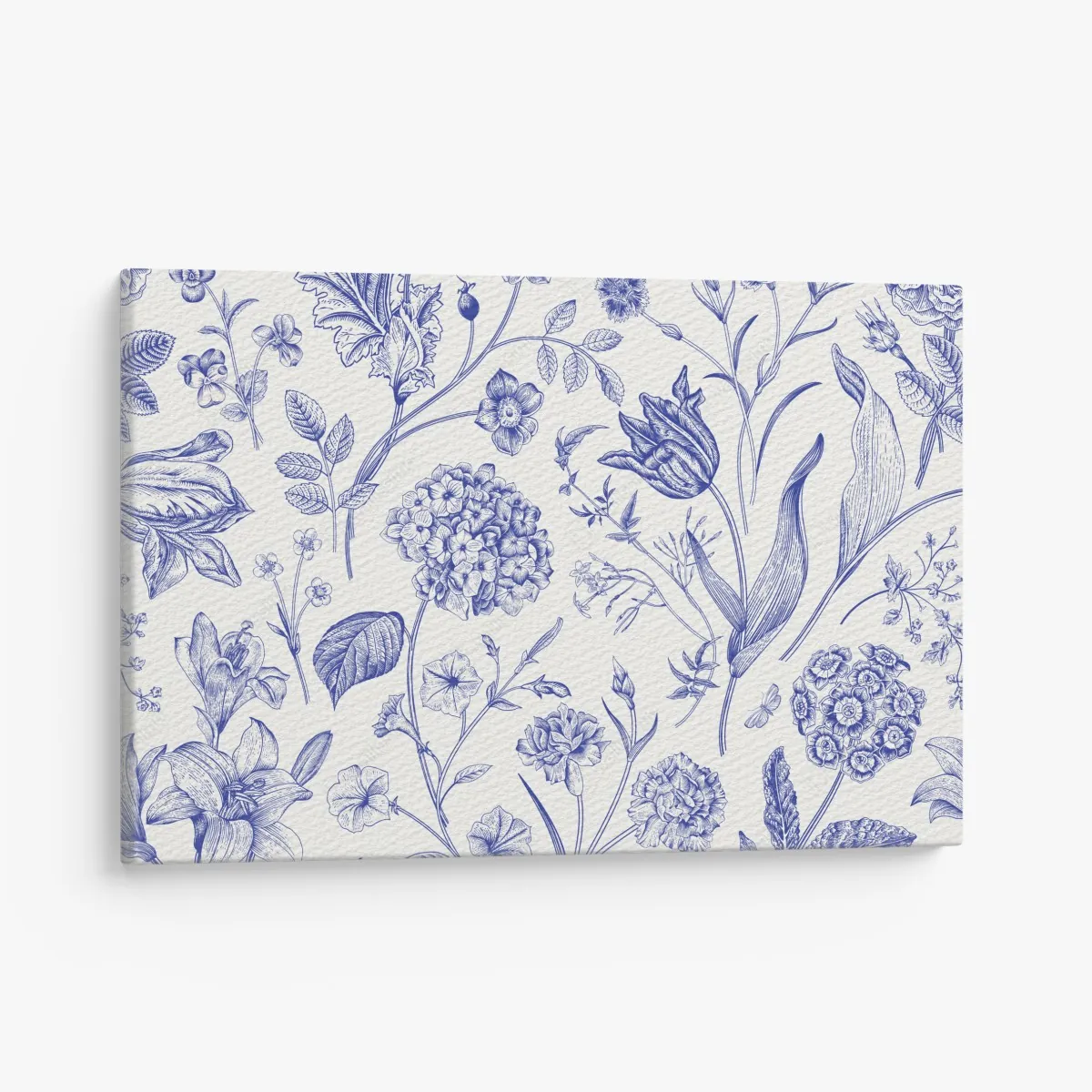 Leinwandbild klassisches blaues toile blumenmuster – Wallnifity®