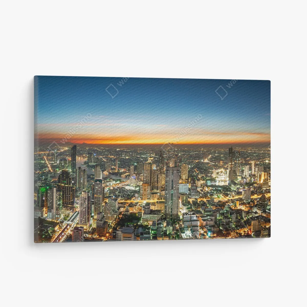 Leinwandbild panorama von Bangkok bei dämmerung – Wallnifity®