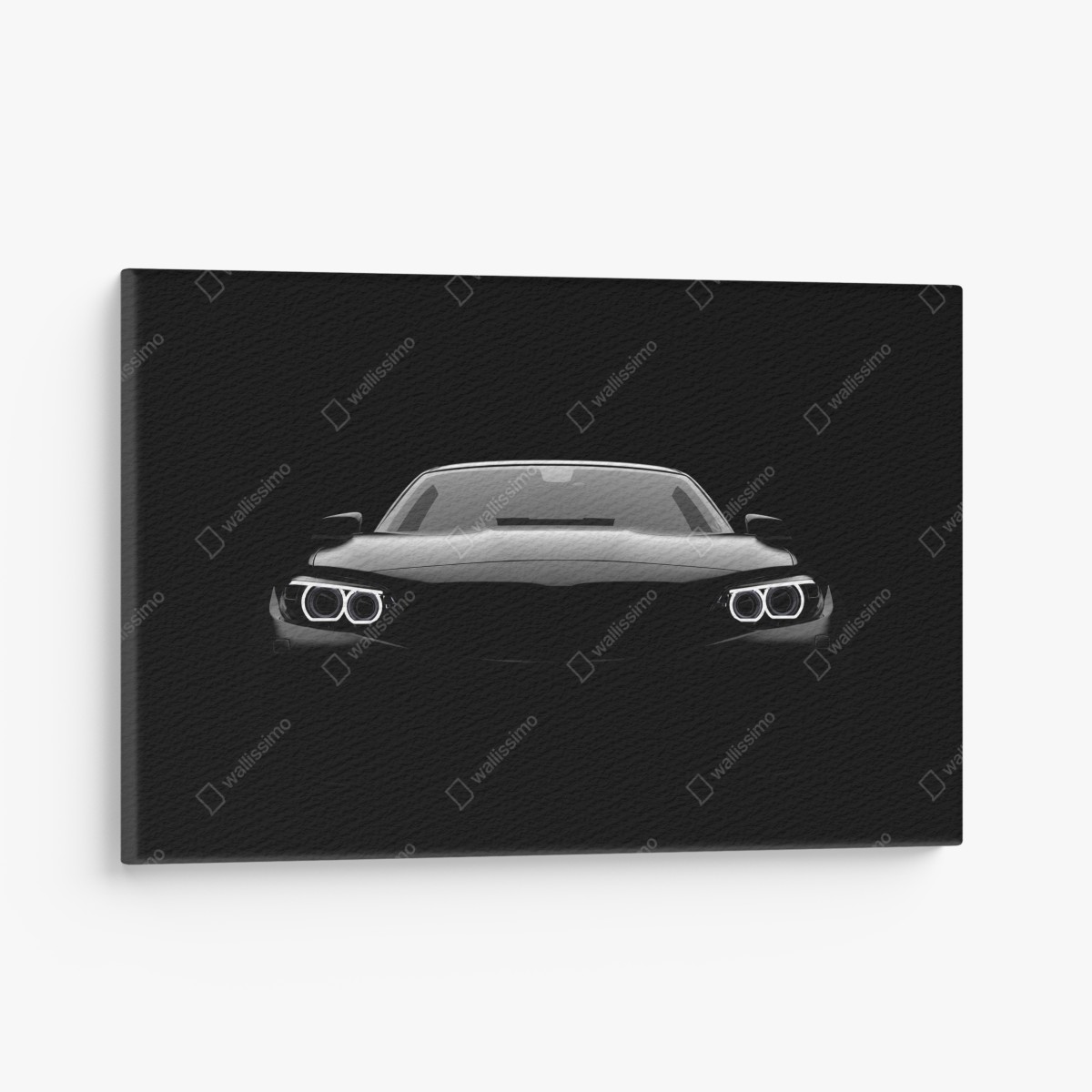 Leinwandbild eleganter schwarzer sportwagen von vorn – Wallnifity®