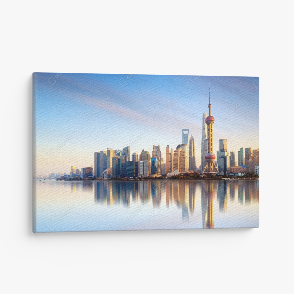 Leinwandbild Shanghai skyline spiegelung bei sonnenaufgang – Wallnifity®