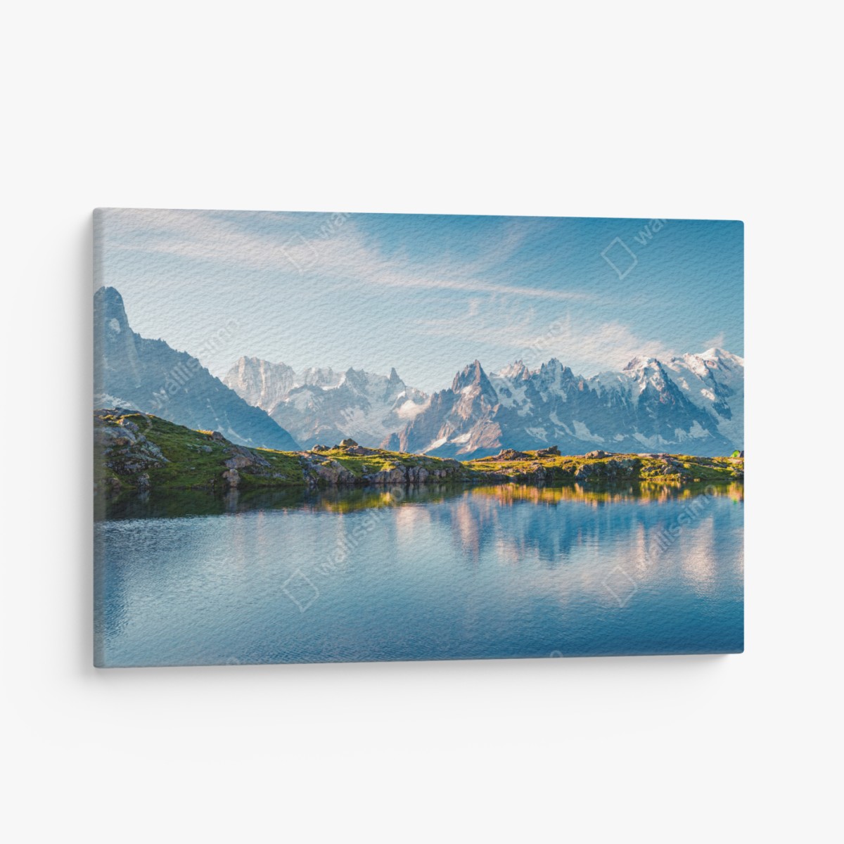 Leinwandbild panorama von Lac Blanc und Mont Blanc – Wallnifity®