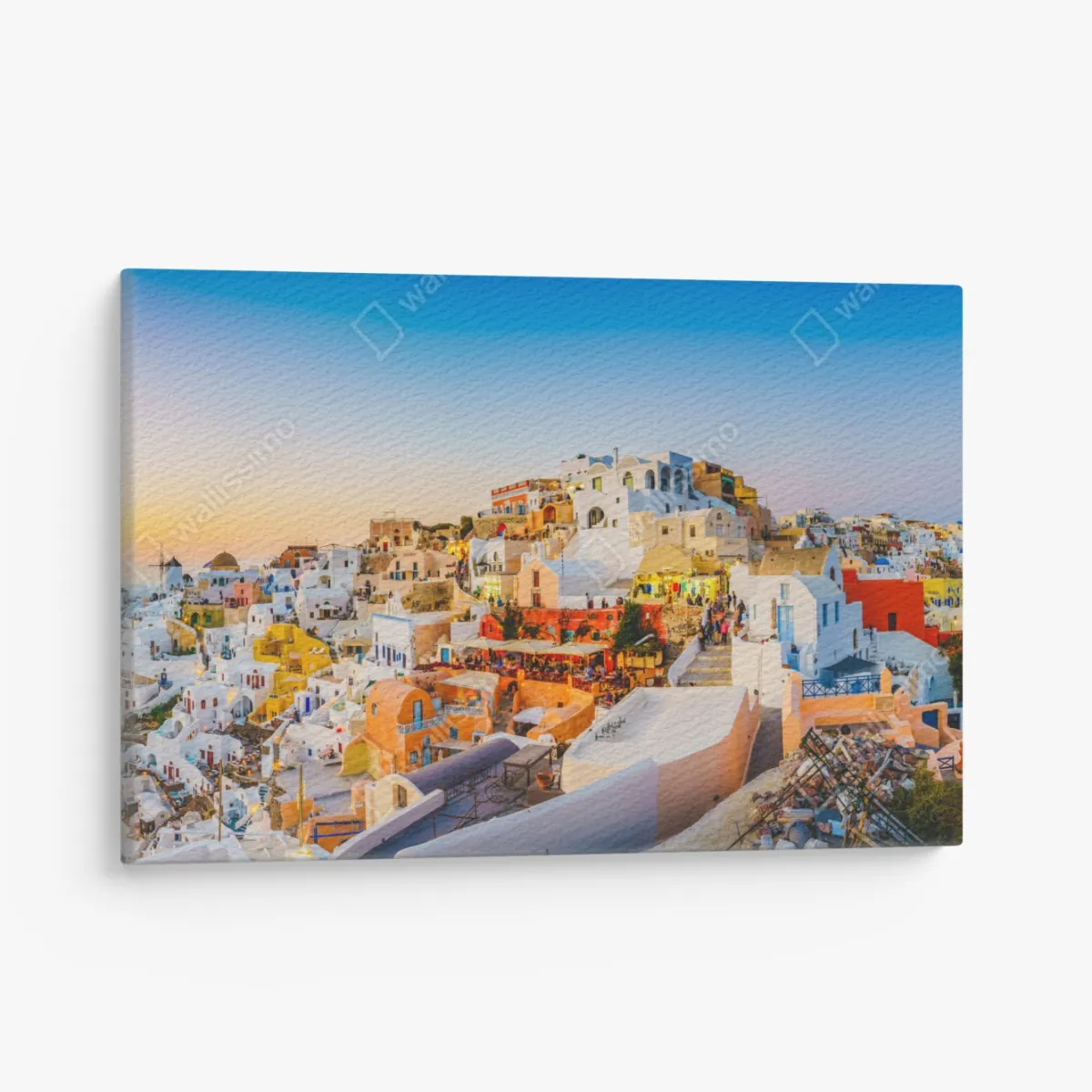 Leinwandbild sonnenuntergang über Santorini panoramaansicht – Wallnifity®