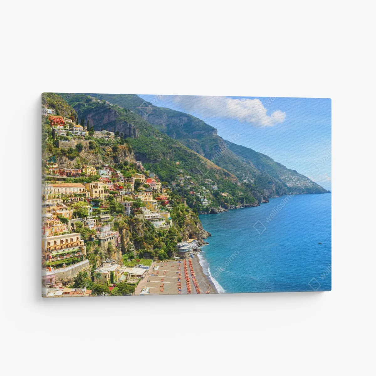 Leinwandbild bunte panoramaaufnahme eines küstenortes am hang – Wallnifity®