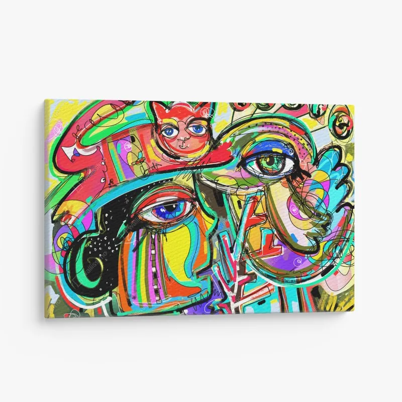 Leinwandbild muster mit vielfältigen gesichtern – Wallnifity®