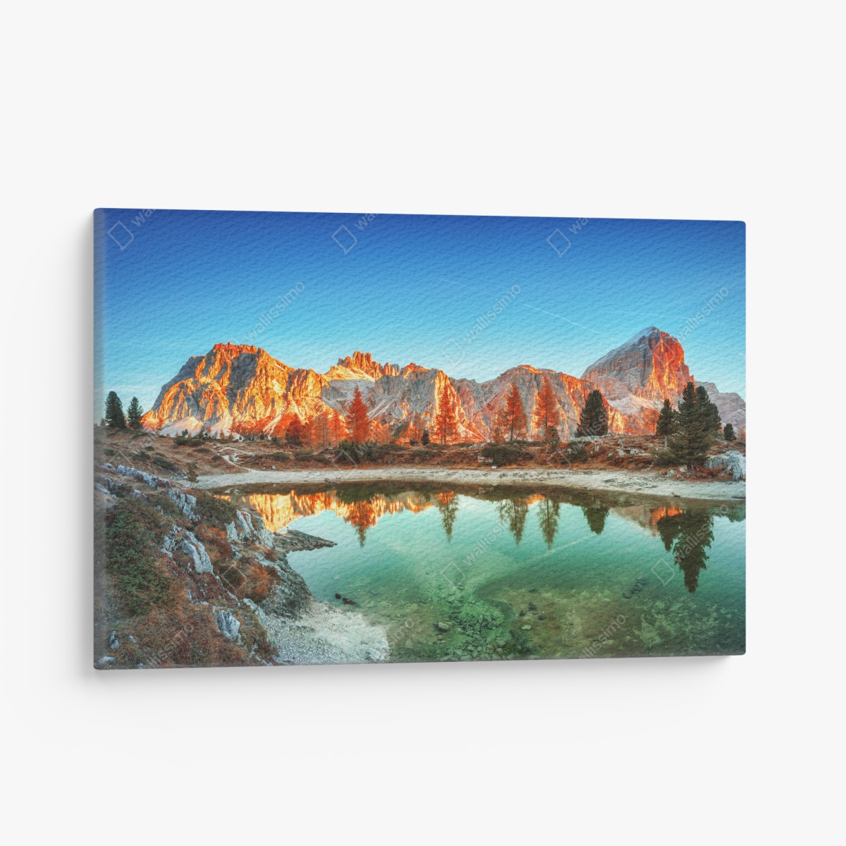 Leinwandbild alpiner sonnenaufgang über bergsee – Wallnifity®