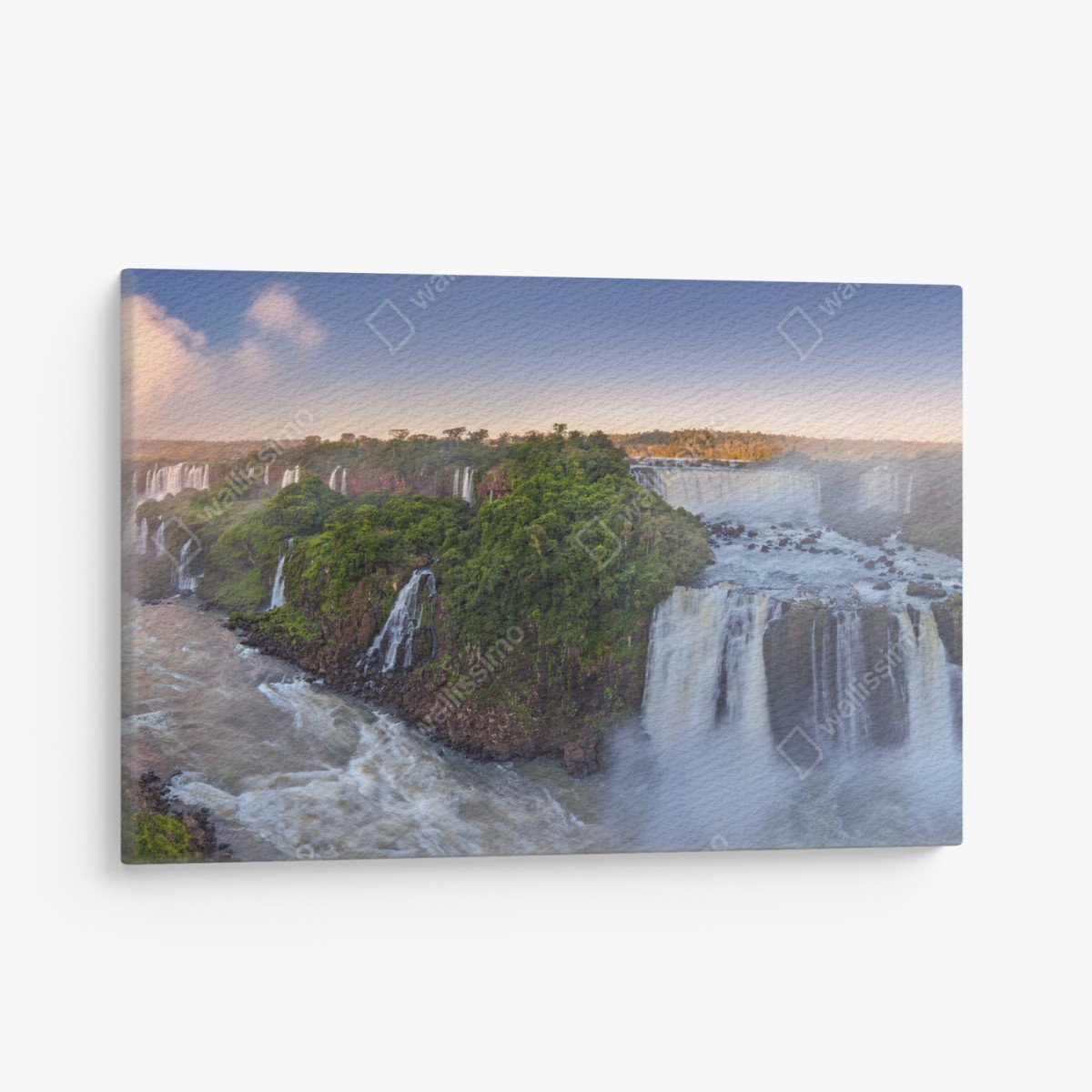 Leinwandbild neblige panorama der wasserfälle im üppigen wald – Wallnifity®