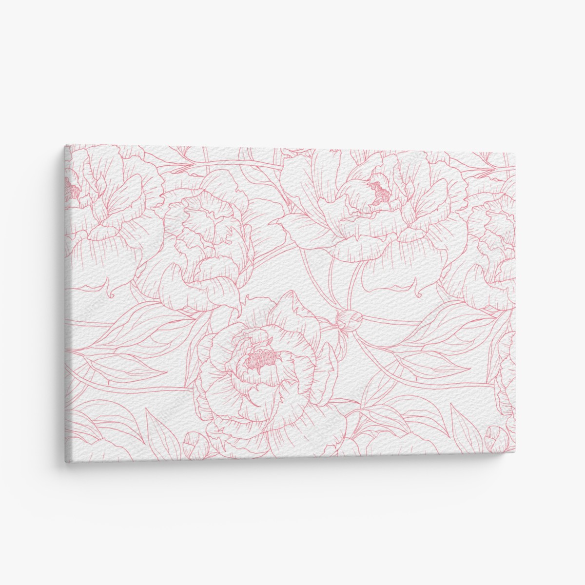 Leinwandbild zartes rosa paeonien-line-art-muster – Wallnifity®