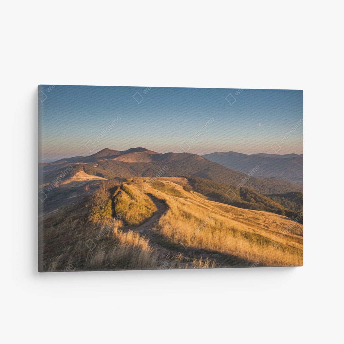 Leinwandbild goldener bergrücken bei sonnenuntergang – Wallnifity®