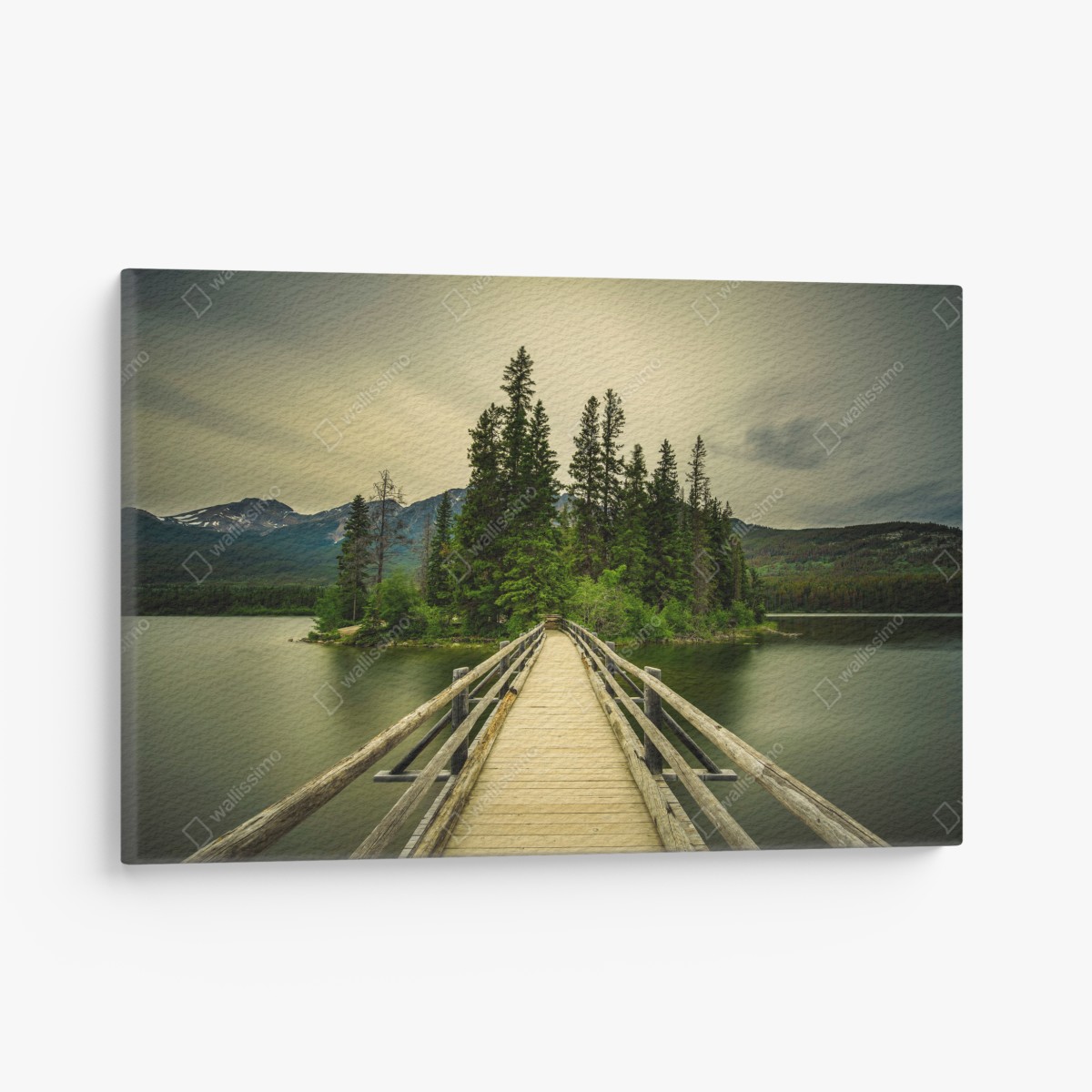 Leinwandbild abendlicher weg zur Pyramid Island, Jasper National Park – Wallnifity®