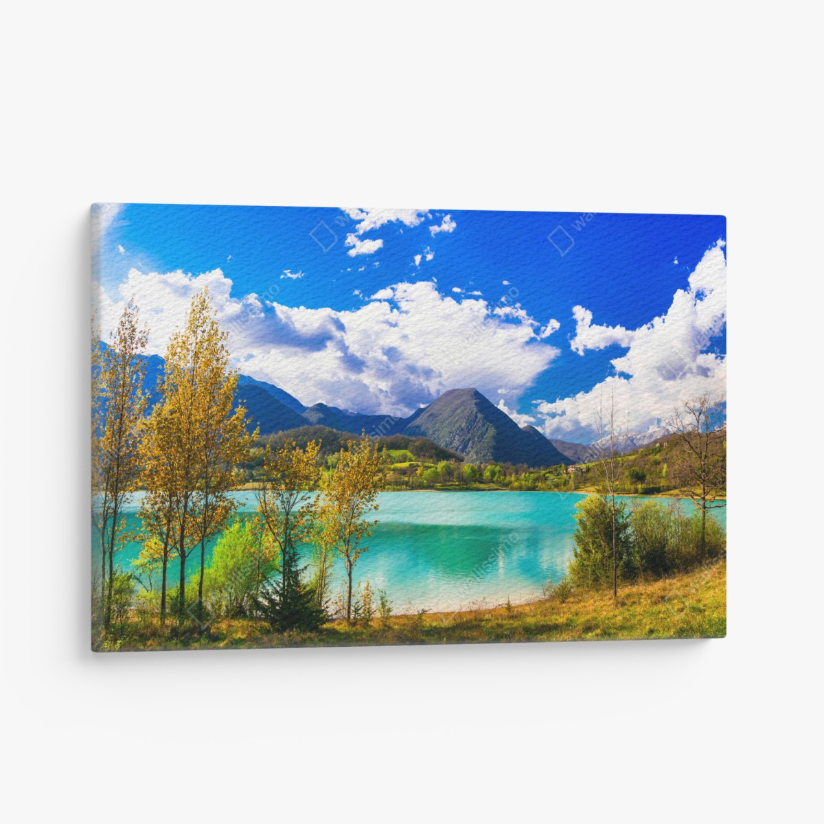 Leinwandbild türkissee mit berglandschaft – Wallnifity®