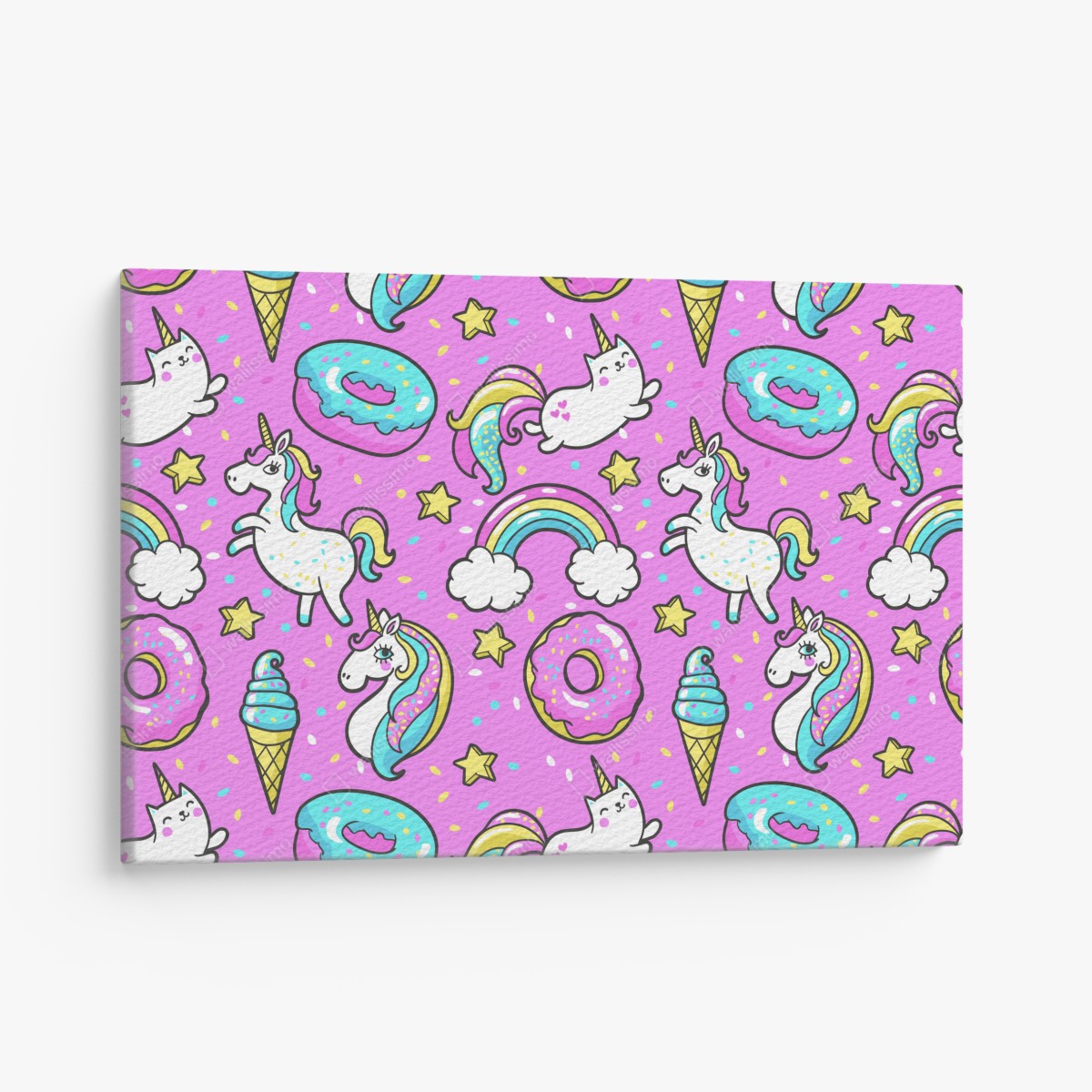 Leinwandbild pastell einhörner und süßigkeiten – Wallnifity®