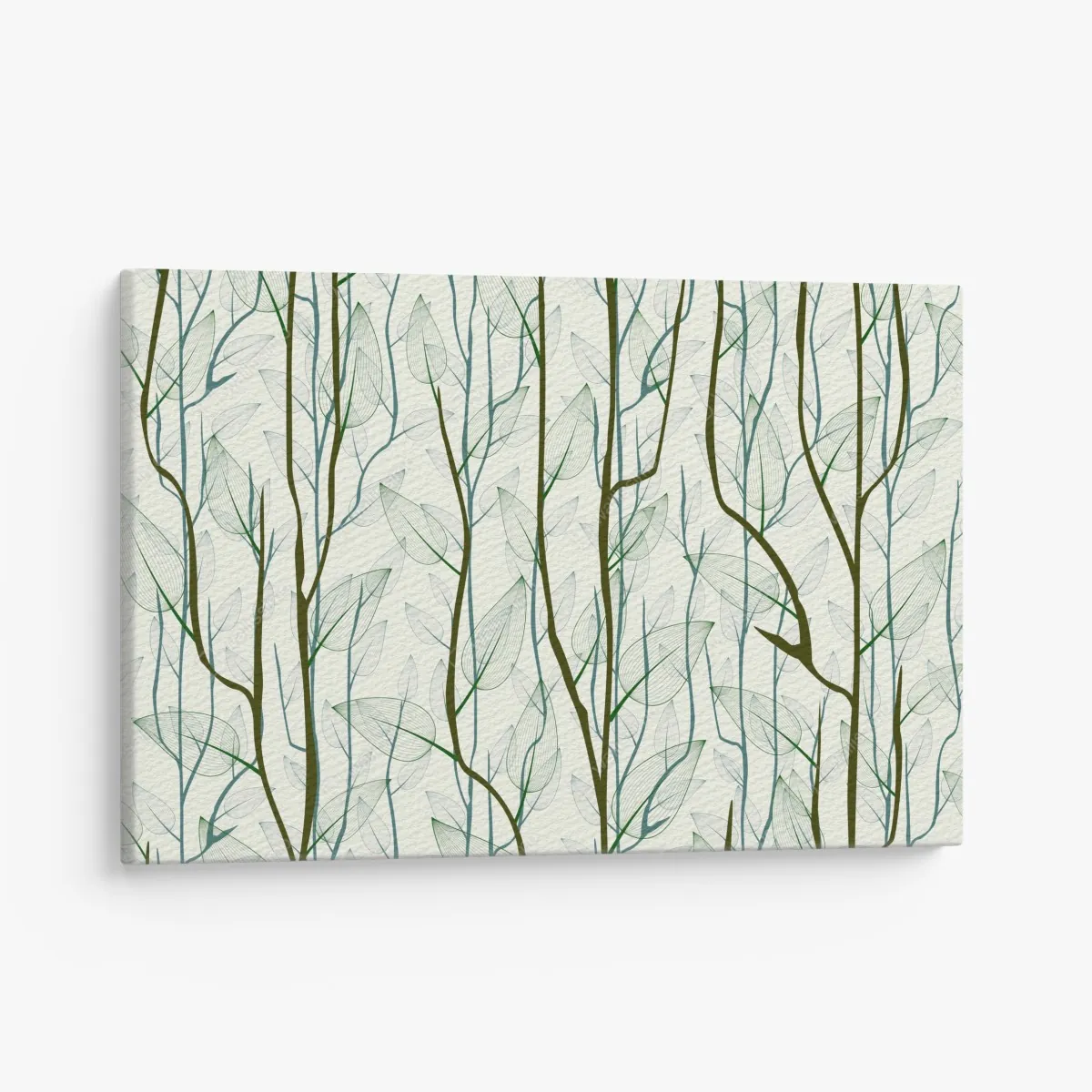 Leinwandbild zartes muster mit blättern und zweigen – Wallnifity®