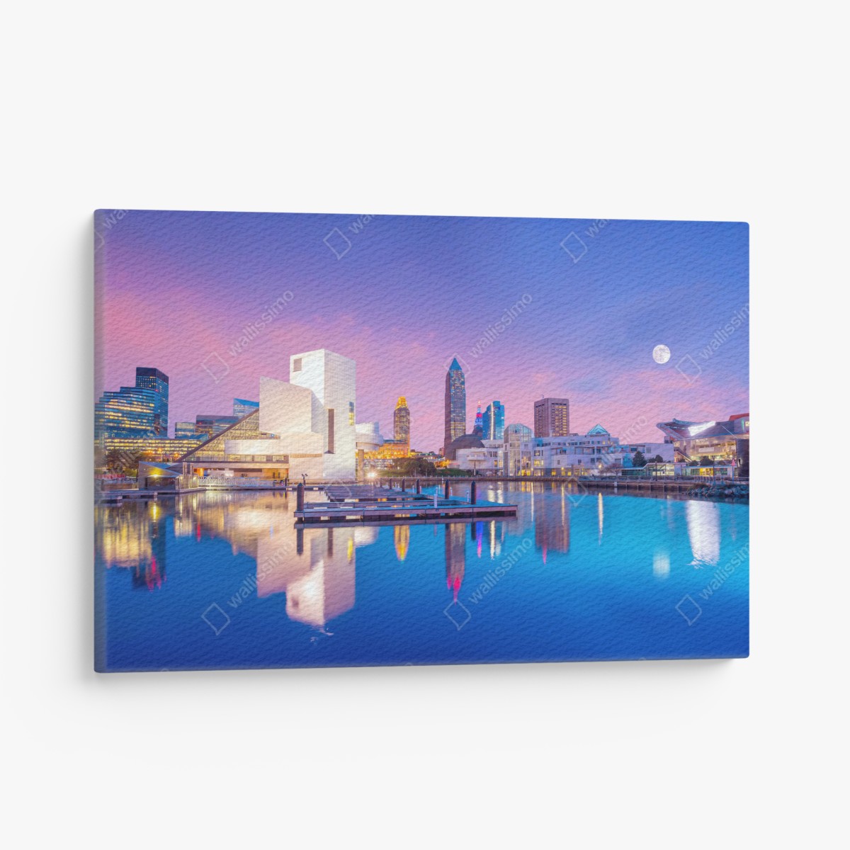 Leinwandbild stadtskyline von Cleveland bei dämmerung – Wallnifity®