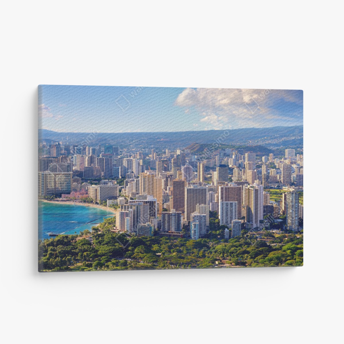 Leinwandbild panoramablick auf eine tropische küstenstadt – Wallnifity®