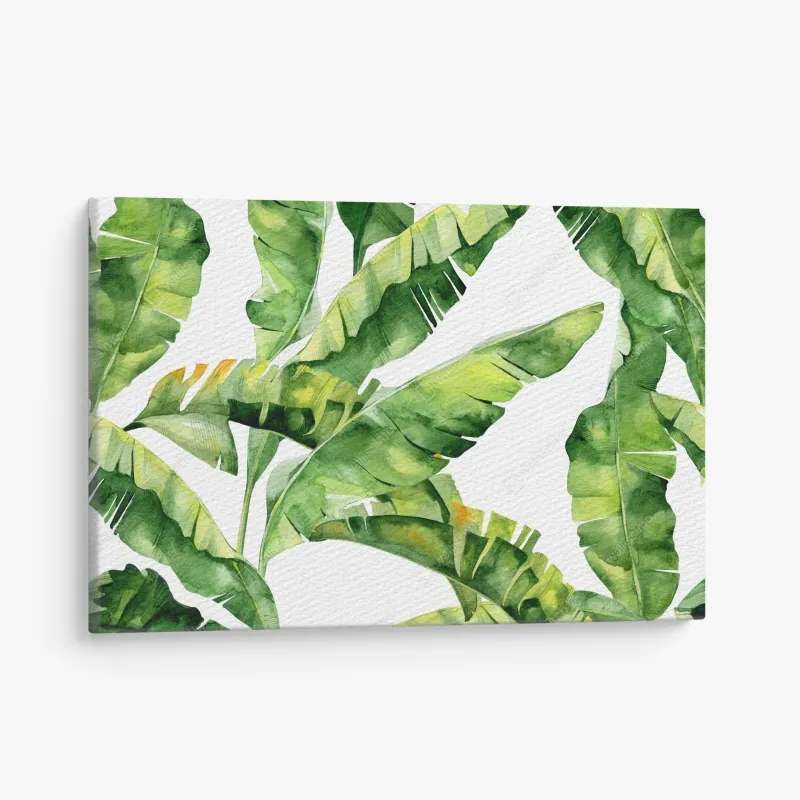 Leinwandbild tropisches bananenblatt aquarellmuster